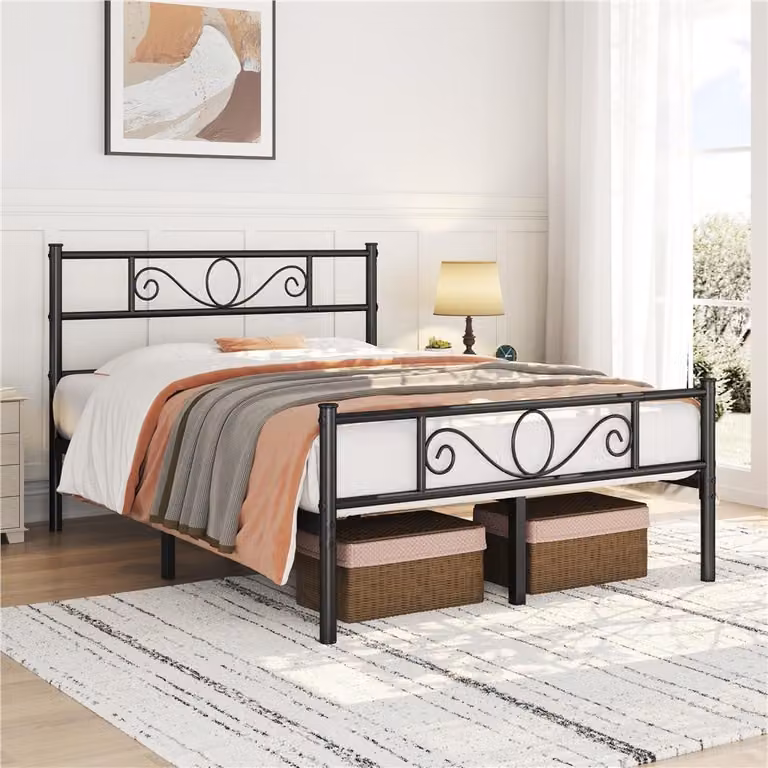 Yaheetech metalen bedframe voor volwassenen, tweepersoonsbed, 140 x 200 cm