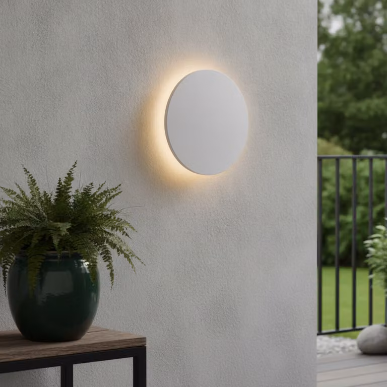 Lyora Ronde LED-wandlamp wit met koperen details Ø 18cm