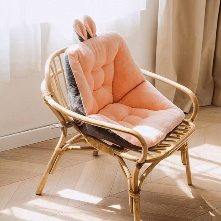 Comfortabel dubbelzijdig fleece stoelkussen voor op uw bureau, Roze, 45 x 45 cm