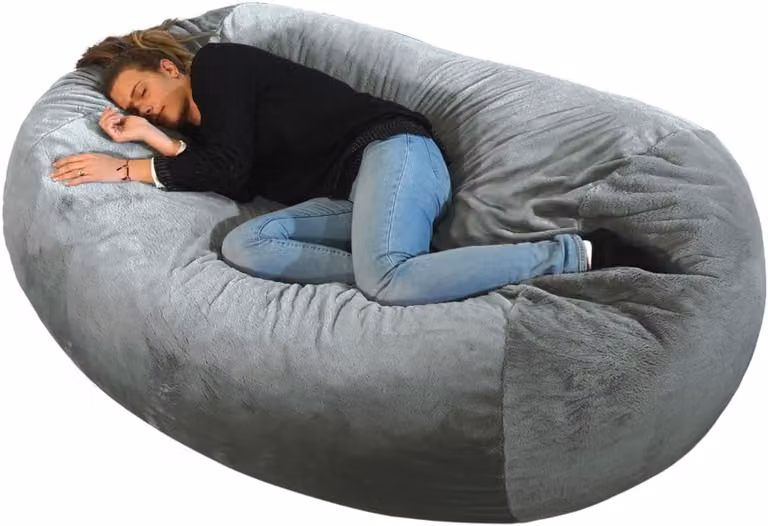 XXL Zitzak Poef Bed Grijs met Afneembare Hoes - 160 x 90 cm