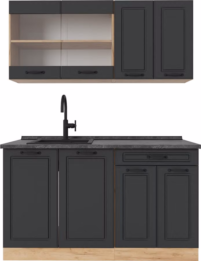 Vicco R-Line Keukenkast Antraciet en Gouden Eik 140 cm, Model 53942