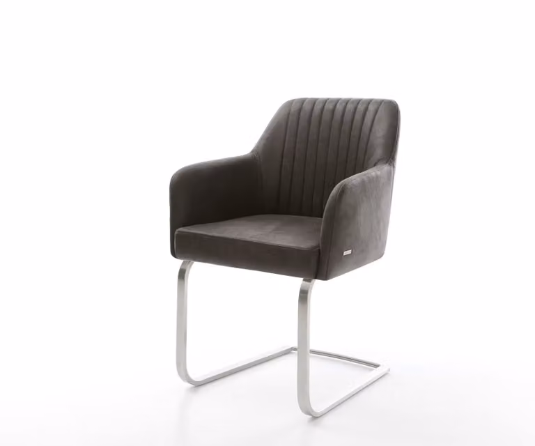 DELIFE Greg-Flex Sledemodel Stoel met Microvelours Bekleding in Antraciet en RVS Onderstel