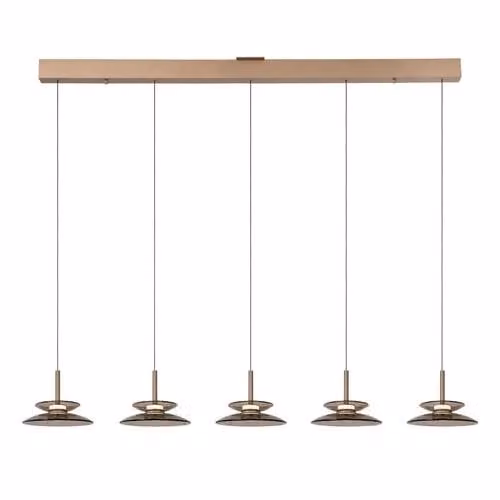 Lucide Santiago LED Hanglamp - Amber en Goud/Messing - Dimbare CCT - 5x Ø 23 cm