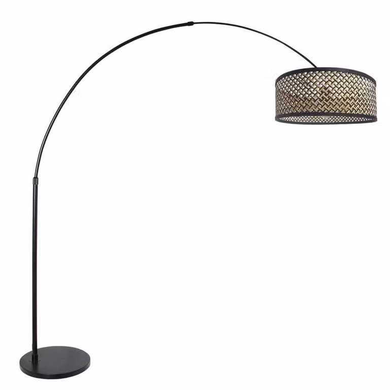 Steinhauer Sparkled Light Booglamp met bamboe kap, zwart/bruin, H 190 x B 230 x D 50 cm