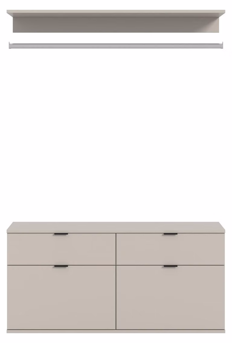 Xonox Moderne Kledingkast met Deuren en Lades, Beige, B/D/H: 121 x 34 x 121 cm