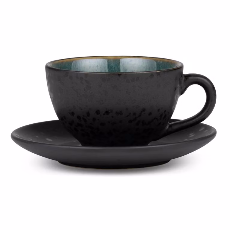Bitz koffiekop met schotel zwart en groen