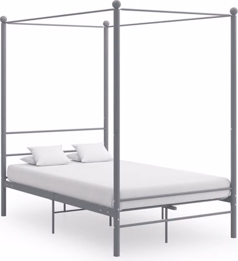 vidaXL Hemelbedframe van metaal in grijs, 120 x 200 cm