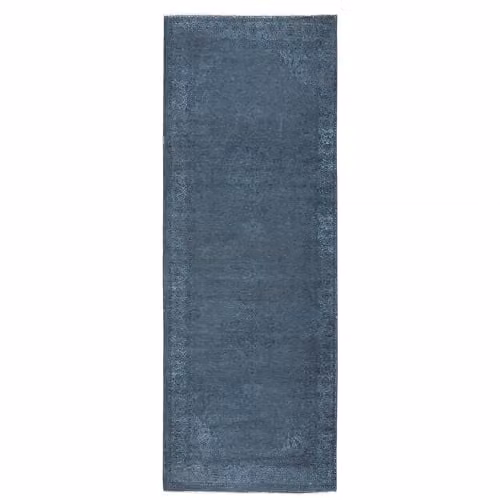 TESSO LIVING Kelim Gangloper Vintage Vloerkleed - Marine Blauw - 80 x 195 cm - Laagpolig, Anti-slip en Machinewasbaar