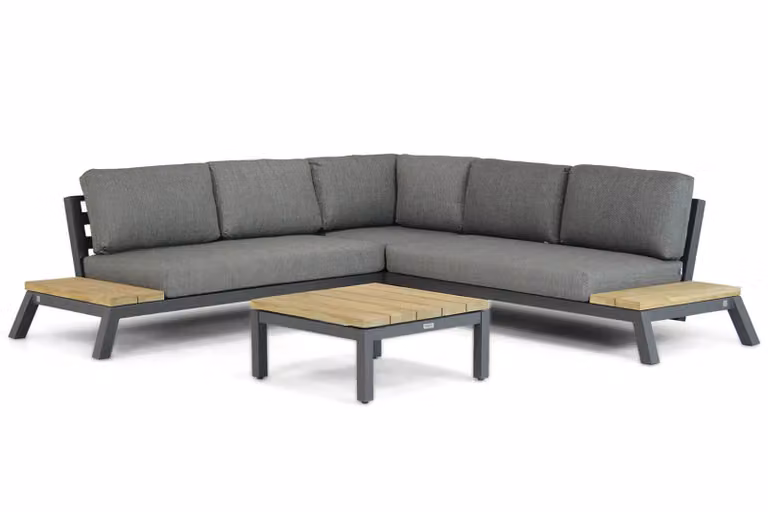 4 Seasons Empire/Riviera 4-delige platform loungeset met aluminium frame en grijze kussens
