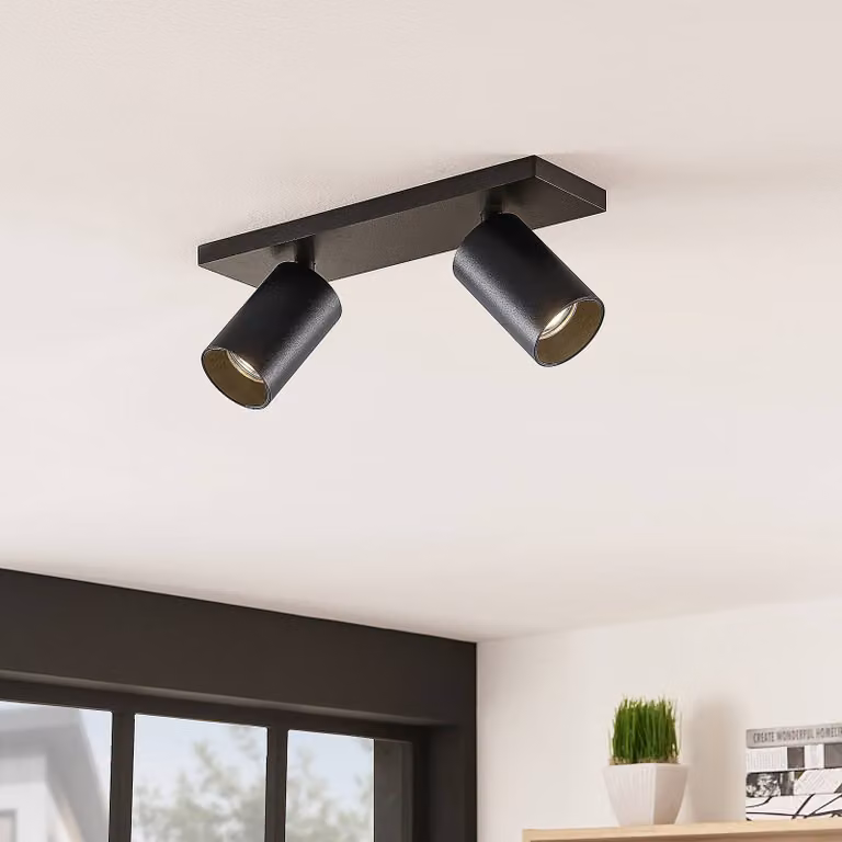 Arcchio Brinja set van 2 moderne aluminium buitenspots, zwart, dimbaar