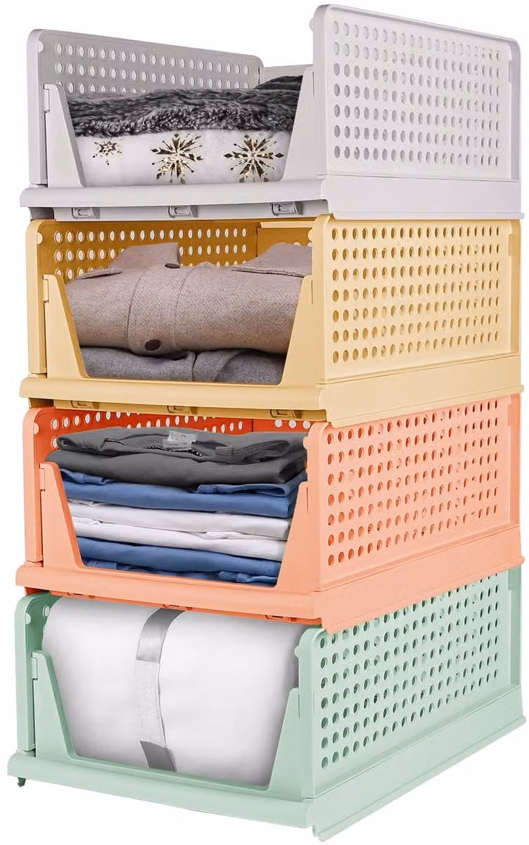 Glovios Set van 4 Opvouwbare en Stapelbare Mesh Ladeorganizers voor Keuken en Slaapkamer, Veelkleurig