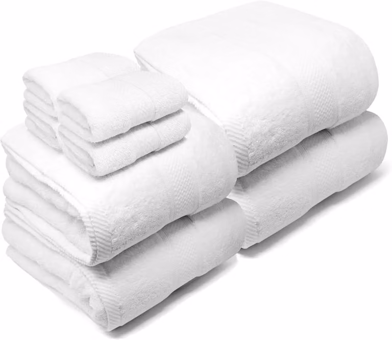 Set van 8 zachte en absorberende badhanddoeken van 100% katoen met Oeko-Tex certificering