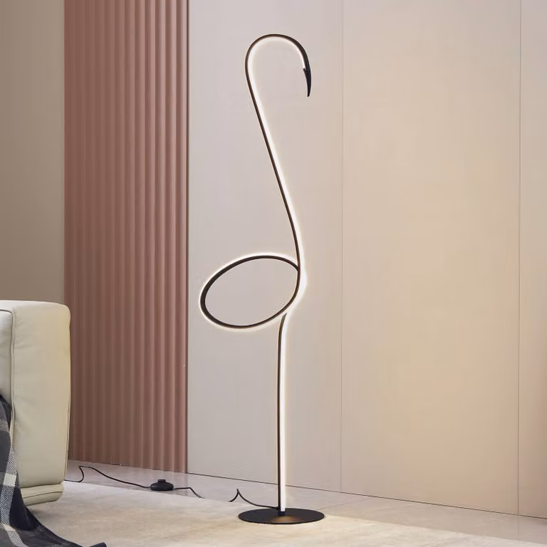 Lindby LED-vloerlamp Pajaro, modern, zwart, dimbaar, metaal/aluminium, Hoogte: 130 cm