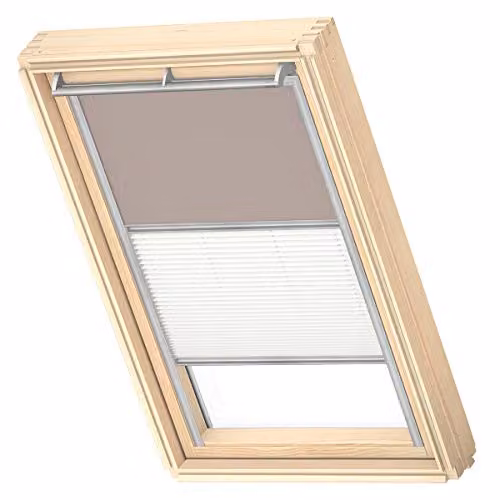 VELUX Verduisterend Rolgordijn Plissé, Light Taupe met grijze geleiders, PK06