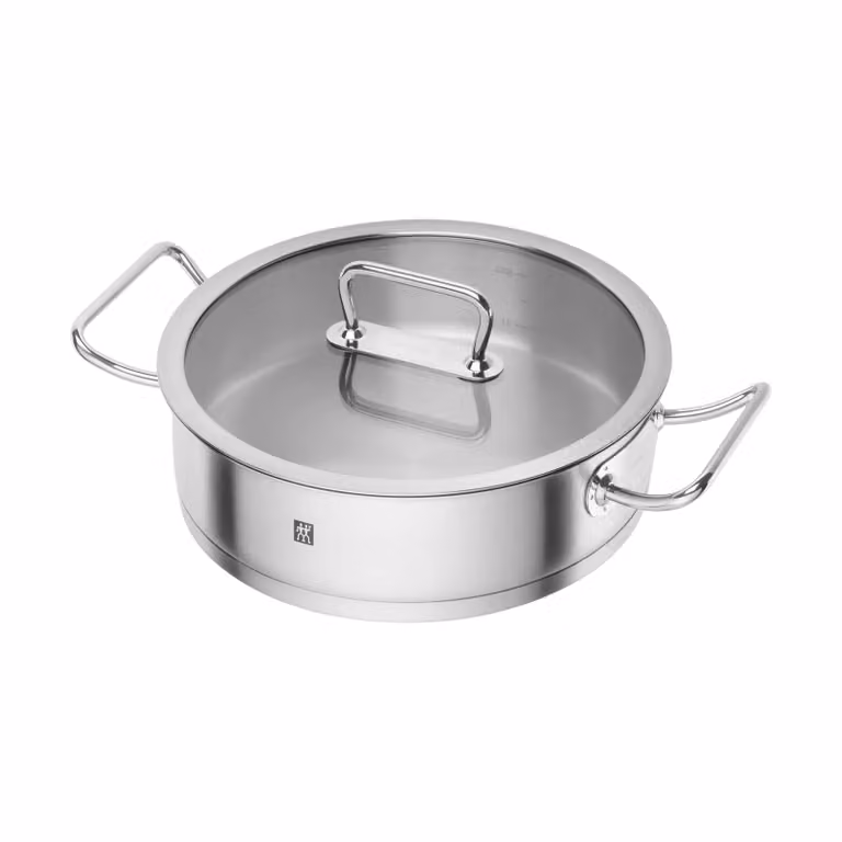 Zwilling Pro serveerpan van roestvrij staal met glazen deksel, 28 cm, 4,30 l