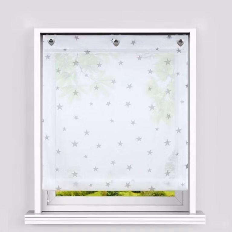 Transparant vouwgordijn met sterrenpatroon voor de kinderkamer, B80 x H140 cm