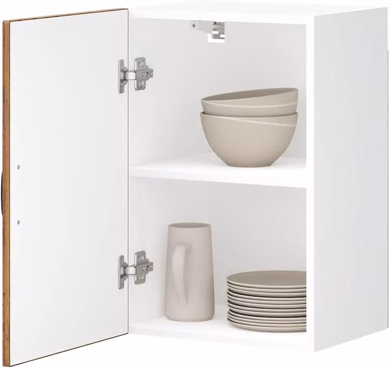 Hangende Keukenwandkast met Glazen Deuren in Oud Hout, B/D/H: 60 x 40 x 31 cm