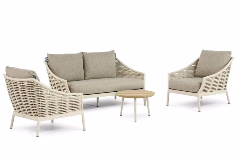 Apple Bee Milou/Montana 4-delige loungeset met beige kussens en aluminium frame