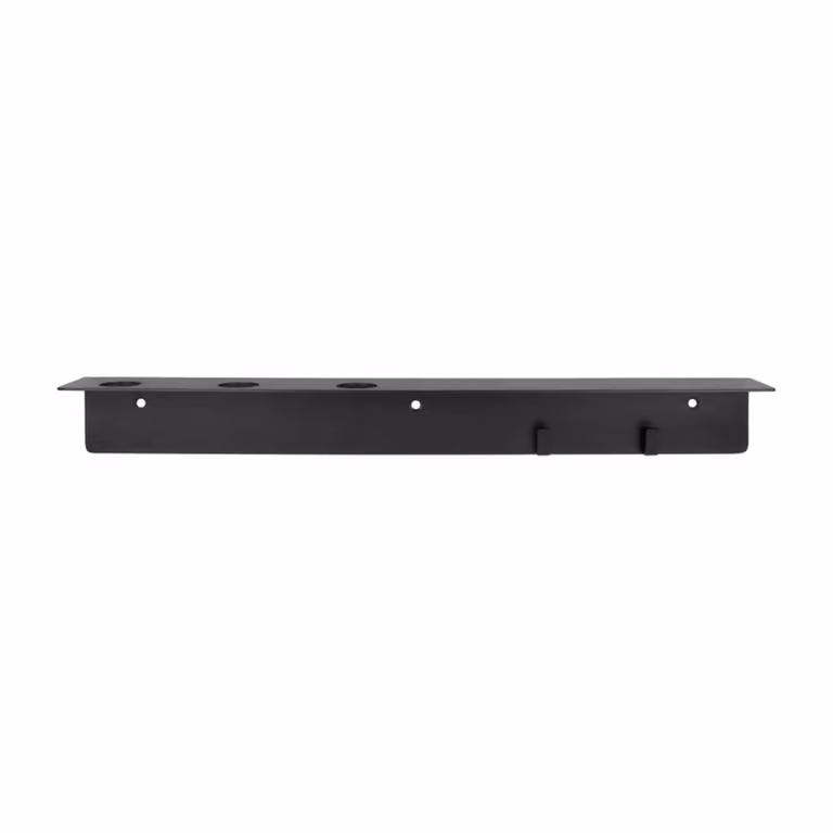 Meraki Wandplank met flessenhanger en haak, Geborsteld zwart metaal