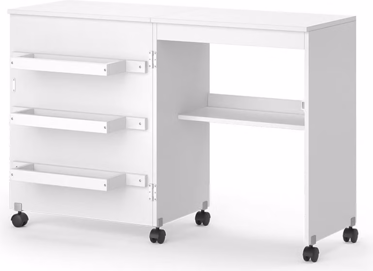 Vicco Carmen Naaitafel Wit met 3 legplanken, B/D/H: 118,5 x 77,5 x 40 cm