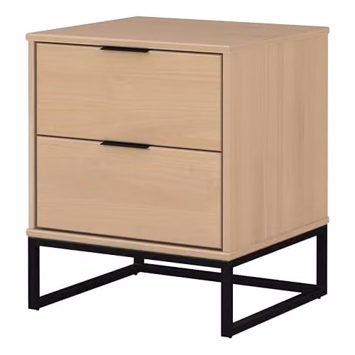 Inter Link LUNA 2S Nachtkastje van massief grenen met 2 laden, Eik Colouri, Bruin, B: 50 cm, D: 59 cm, H: 45 cm