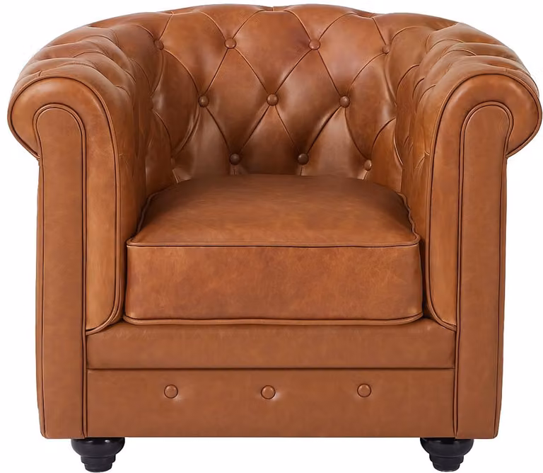 Vente-unique Chesterfield fauteuil van camelkleurig vaarsleer