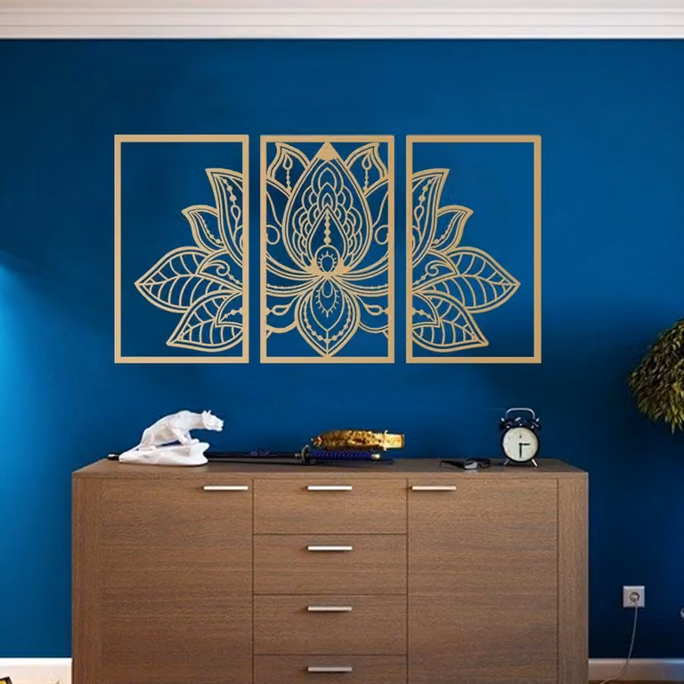 Ibenzoa Lotusbloem Metalen Wanddecoratie Set