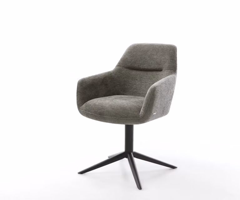 DELIFE Draaistoel Pejo-Flex met bouclé bekleding en rocker-functie, zwart kruispoot