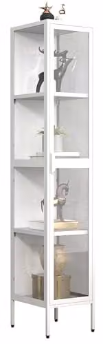 VCM Floka XL Glasvitrine wit, H 160 x B 30 x D 35 cm