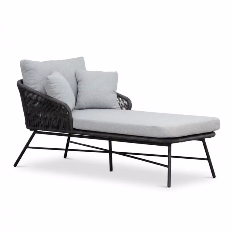 Tulum ligbed met touw en aluminium in Stone Grey