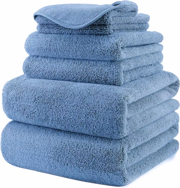 6-delige luxe microvezel handdoekenset voor volwassenen in blauw, Breedte: 152 cm, Hoogte: 76 cm