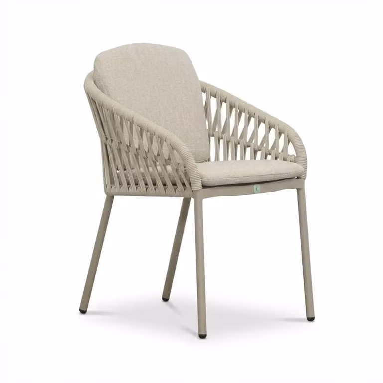 LUX outdoor living Mykonos dining tuinstoel met touw en aluminium in beige
