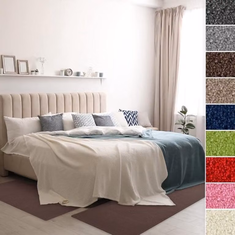 Set van 3 pluizige velours lopers voor de slaapkamer, Modder, 80 x 300 cm