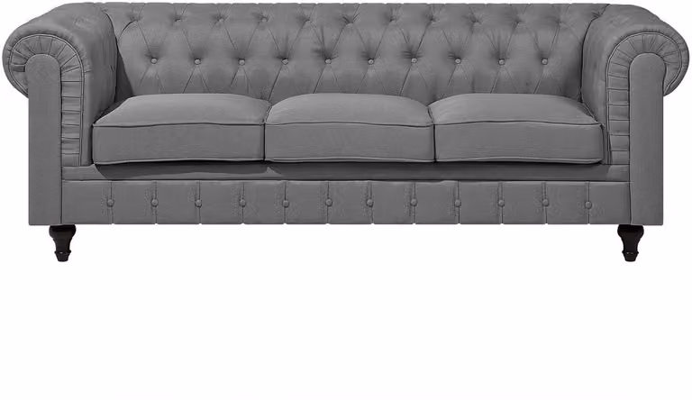 Beliani Chesterfield bank - Lichtgrijs - Polyester