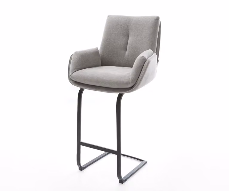 DELIFE Barstoel Clea-Flex modern grijs zwart met metalen onderstel H: 107 cm, B: 61 cm, D: 40 cm