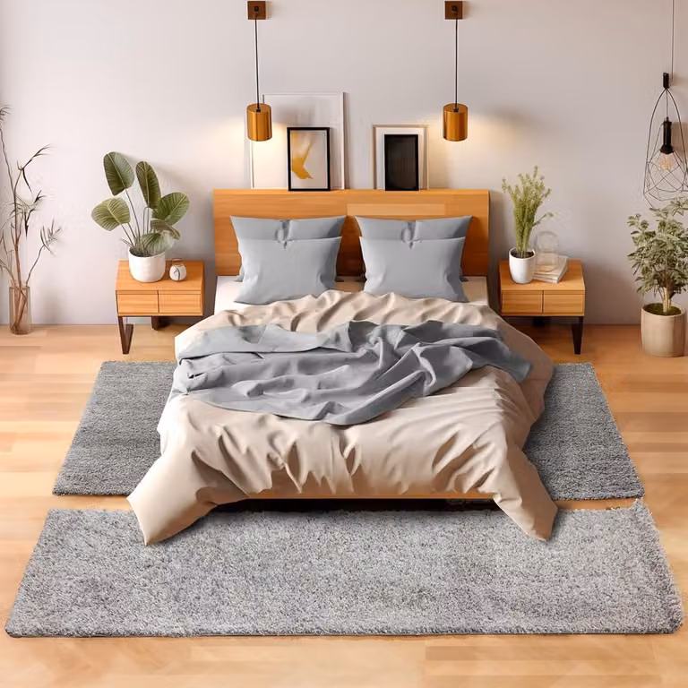 Set van 3 extra zachte hoogpolige vloerkleden voor slaapkamer, gang of keuken - B/D: 60 x 110 cm (2x) en 80 x 150 cm (1x)