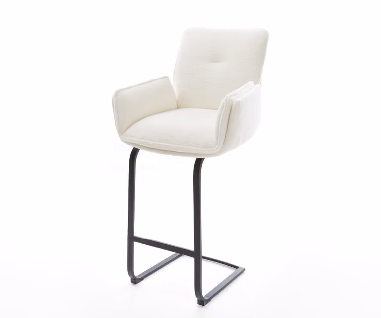 DELIFE Barstoel Nela-Flex Beige Bouclé met Zwart Metalen Vrijkantelframe