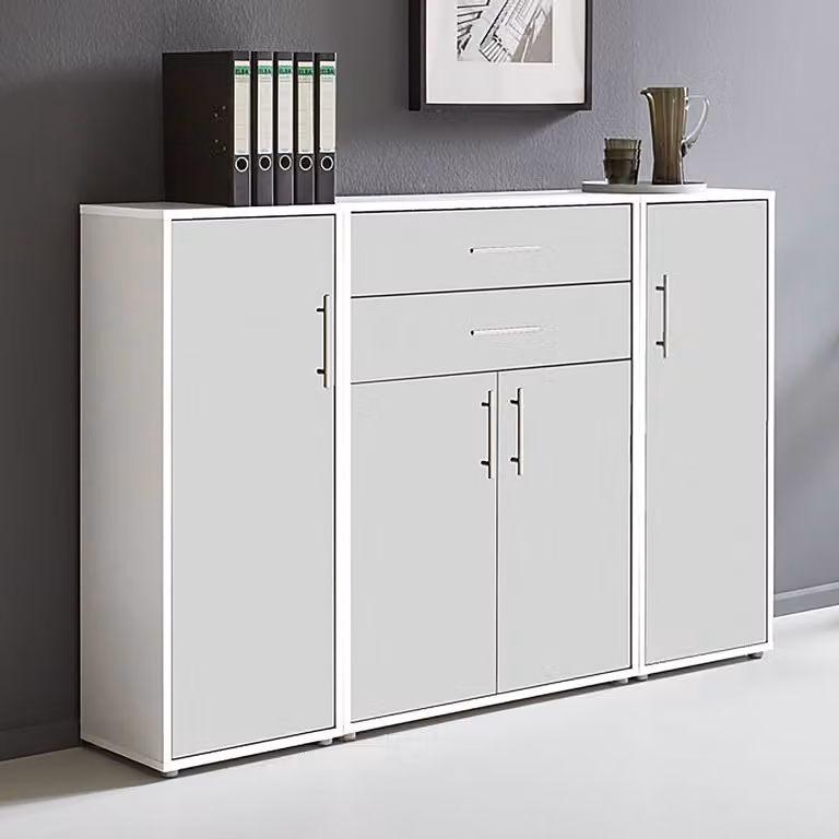 home24 Kastenset 3-delig Modern Wit Mat B/D/H: 114 x 85 x 33 cm