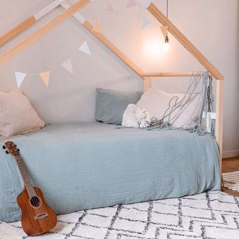 Hypnia Bedhuisje Odyssee voor kinderen, Blauw, Massief grenen hout, 90 x 190 cm