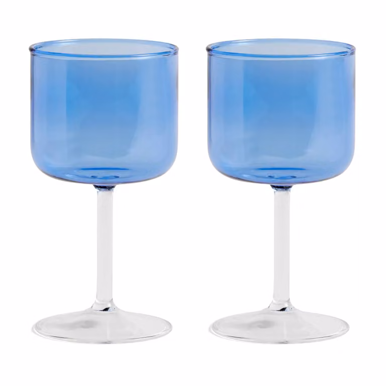 HAY Tint wijnglas 25 cl 2-pack blauw-transparant