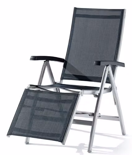 Sieger 985/A-G Bodega relaxstoel met verstelbare hoofdsteun en armleuningen, aluminium en textiel, grafiet grijs