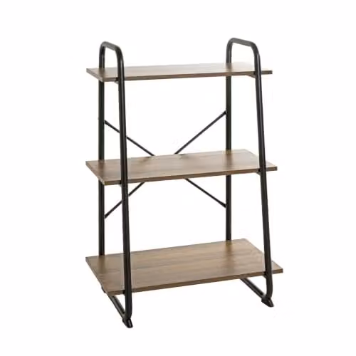 HAKU Open kast modern, eiken en zwart/bruin, B: 60 cm, H: 93 cm, D: 36 cm