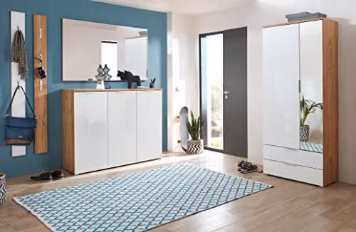 GERMANIA DIE MÖBELMACHER Garderobekast met glazen deuren en lades, Wit, B/D/H: 84 x 40 x 196 cm