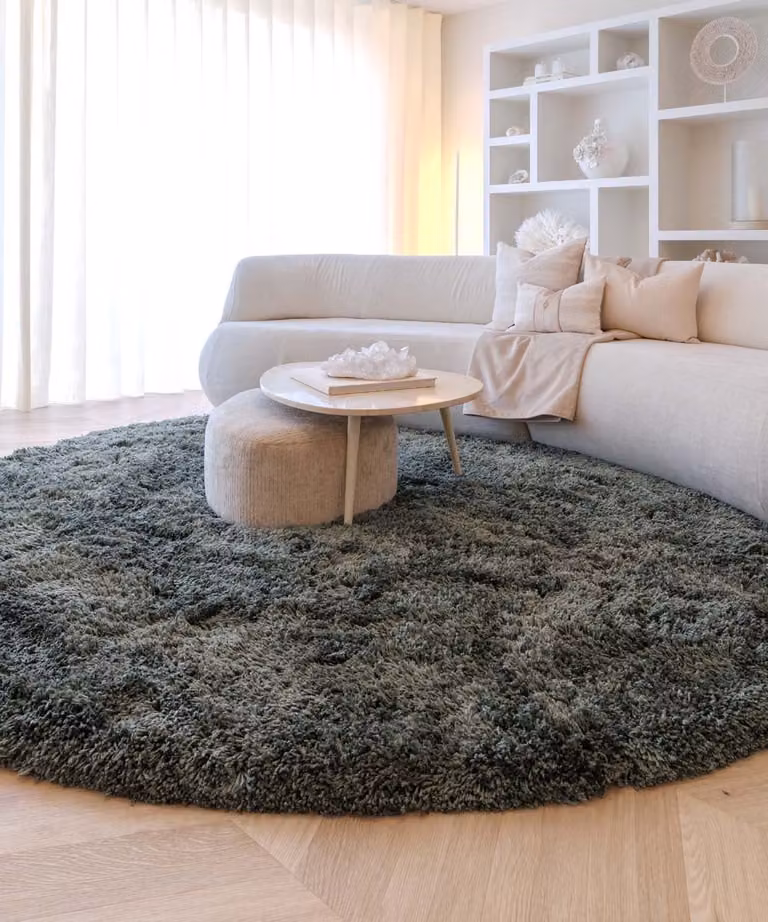Nordic Weavers Shaggy vloerkleed rond Sveve mosgroen 200 cm