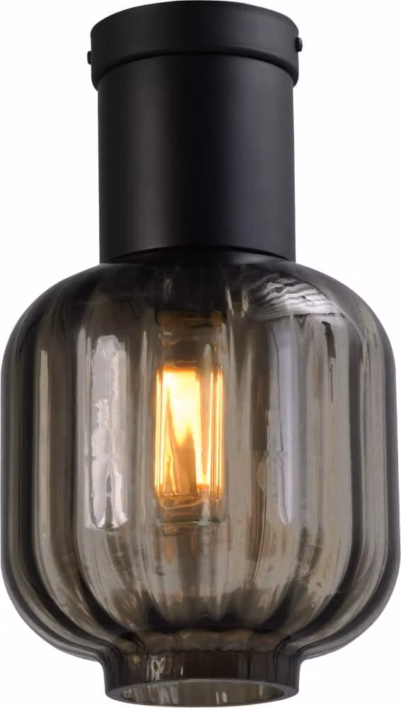 Masterlight Design plafondlamp Lett III zwart met smoke glas, diameter: 20 cm