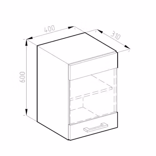 Vicco R-Line Glazen Keukenkast Wit Hoogglans Breedte: 40 cm, Diepte: 31 cm, Hoogte: 60 cm