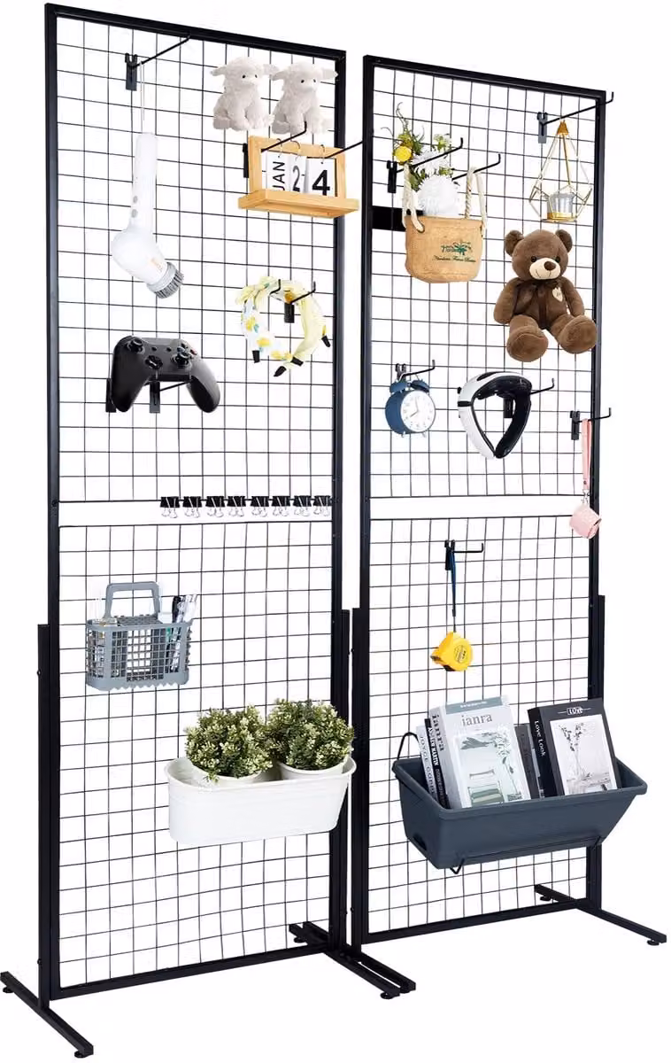 Jessi Store Stellingkast Dubbelzijdig Opbergrek met Haken in Staal, B/D/H: 84 x 57,8 x 171,6 cm