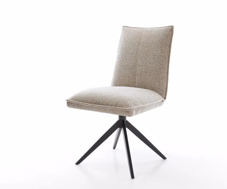 DELIFE Draaistoel Beige Geweven Stof met Zwart Kruisframe