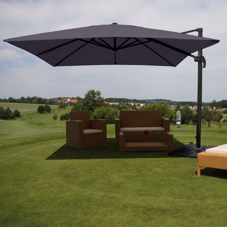 Mendler Gastronomie-scherm met pergola model HWC-A96 antracietkleur B: 3 x 3 m, Diameter: 4,24 m