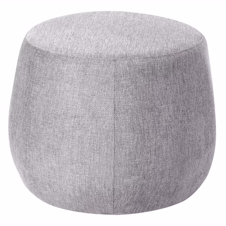 Ashton Poef Lichtgrijs Polyester Ronde Hocker voor Woonkamer en Slaapkamer
